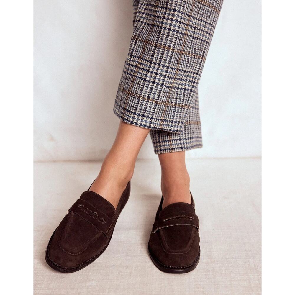 NWOB Boden Nya Penny Loafers Bitter Chocolate Suede 39 / 8 - Picture 3 of 12